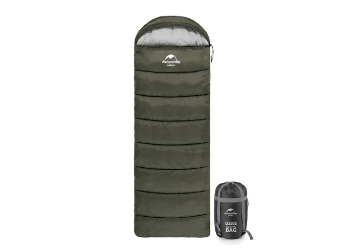 Спальник з капюшоном Naturehike U150 NH20MSD07, (11°C), лівий, зелений