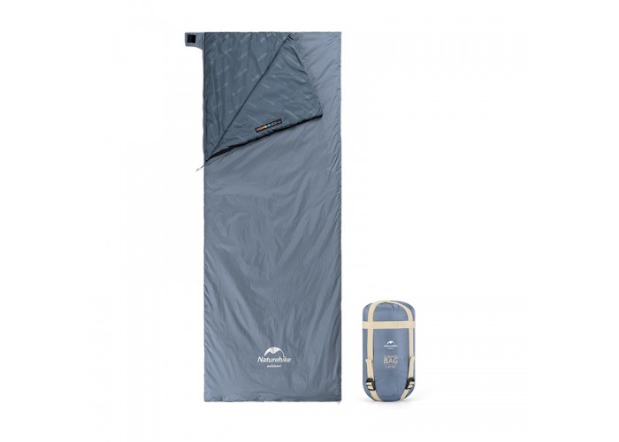 Спальник надлегкий Naturehike Ultralight LW180 NH21MSD09, (15°C), p-p M, правий, сіро-синій