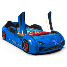 Ліжко машина пластикова Lamborghini синя, двері відчиняються, звукові ефекти, пульт