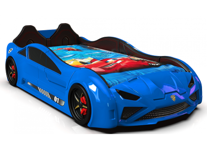 Ліжко машина пластикова Lamborghini синя, двері відчиняються, звукові ефекти, пульт