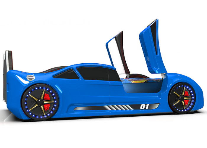 Ліжко машина пластикова Lamborghini синя, двері відчиняються, звукові ефекти, пульт