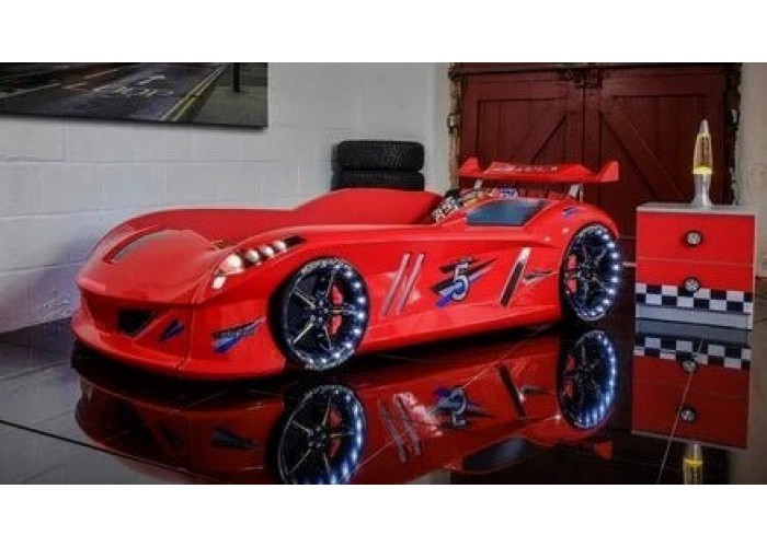Дитяче ліжко машина з підсвічуванням Jaguar Spedy boy, червона Туреччина