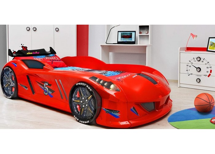 Дитяче ліжко машина з підсвічуванням Jaguar Spedy boy, червона Туреччина