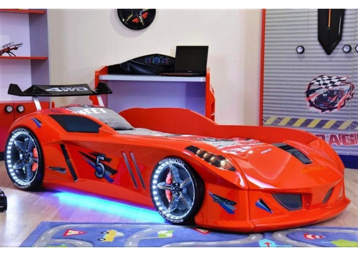 Дитяче ліжко машина з підсвічуванням Jaguar Spedy boy, червона Туреччина