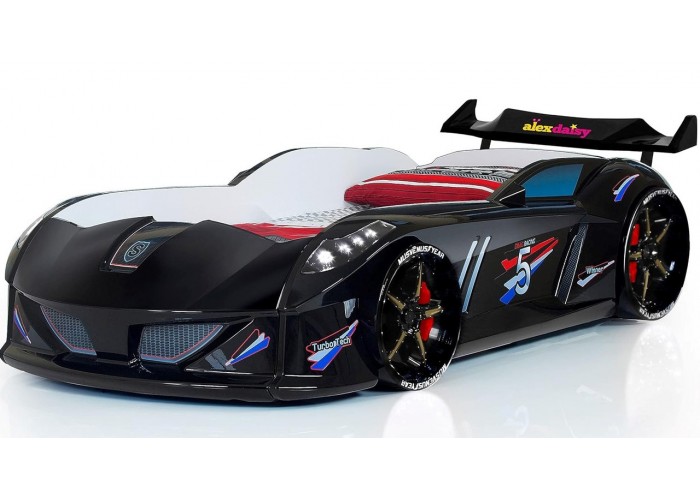 Дитяче ліжко машина, з підсвічуванням Jaguar Speedy boy, чорна Туреччина