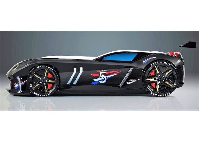 Дитяче ліжко машина, з підсвічуванням Jaguar Speedy boy, чорна Туреччина