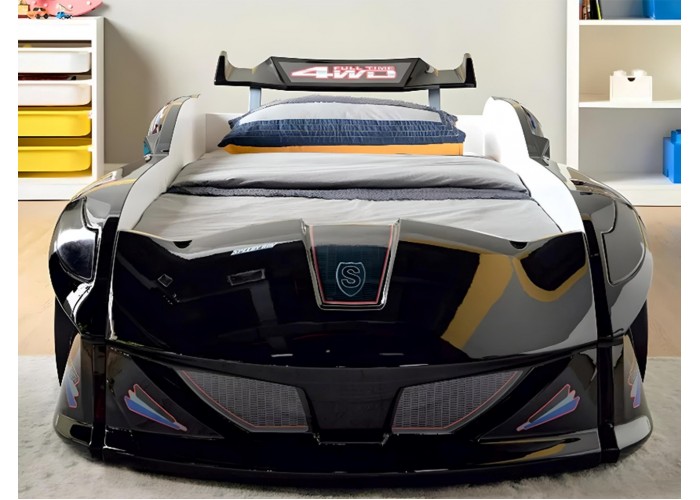 Дитяче ліжко машина, з підсвічуванням Jaguar Speedy boy, чорна Туреччина