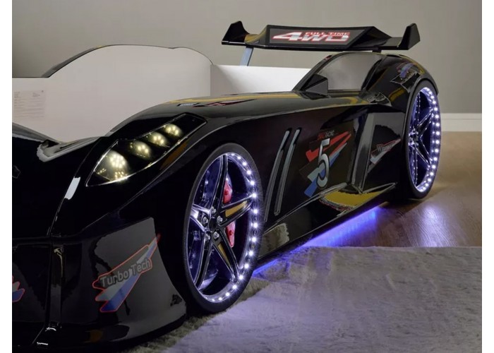 Дитяче ліжко машина, з підсвічуванням Jaguar Speedy boy, чорна Туреччина