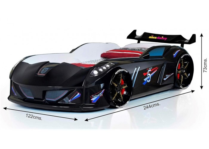 Дитяче ліжко машина, з підсвічуванням Jaguar Speedy boy, чорна Туреччина