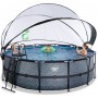 Басейн круглий з куполом EXIT "камінь" 427х122 см (пісочний фільтр) + тепловий насос