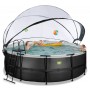 Басейн каркасний EXIT Black Leather Pool 427x122cm + sand filter pump, canopy, heat pump / black