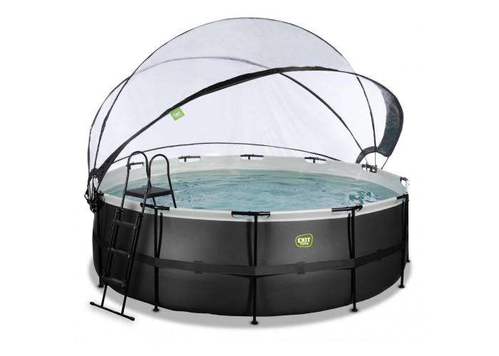 Басейн каркасний EXIT Black Leather Pool 427x122cm + sand filter pump, canopy, heat pump / black