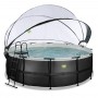 Басейн каркасний EXIT Black Leather Pool 427x122cm + sand filter pump, canopy, heat pump / black