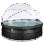 Басейн каркасний EXIT Black Leather Pool 427x122cm + sand filter pump, canopy, heat pump / black