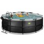 Басейн каркасний EXIT Black Leather Pool 427x122cm + sand filter pump, canopy, heat pump / black