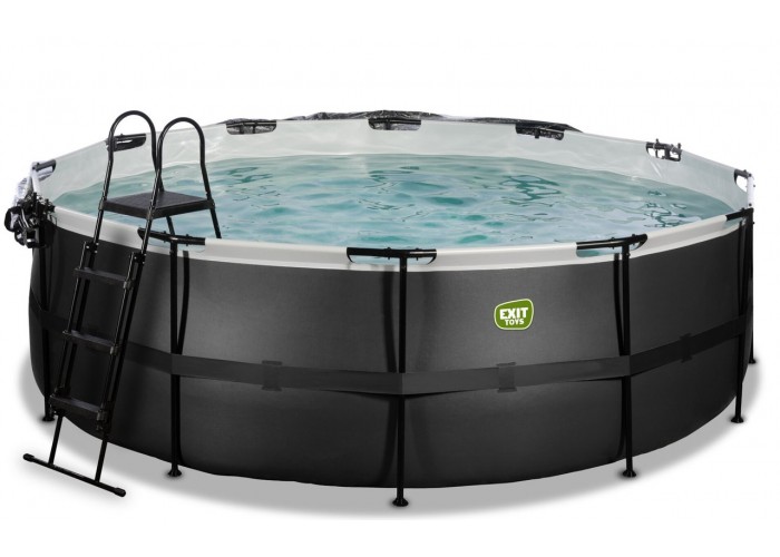 Басейн каркасний EXIT Black Leather Pool 427x122cm + sand filter pump, canopy, heat pump / black
