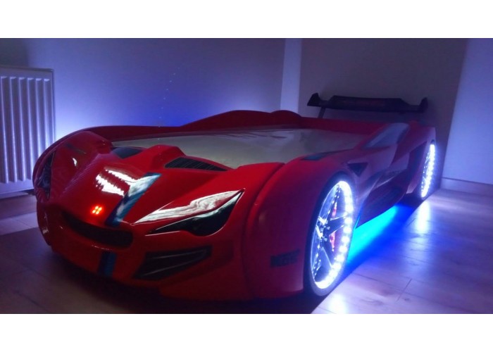 Ліжко у вигляді машини, з підсвічуванням і спойлером, BMW червоне Туреччина