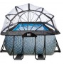 Басейн EXIT прямокутний з куполом 540х250х122 см з пісочним фільтром + тепловий насос