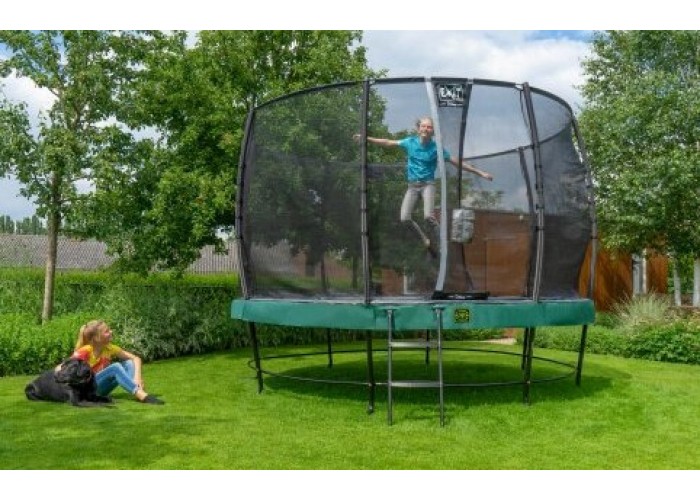 Батут EXIT Elegant Premium 366 cm green з сіткою безпеки Deluxe для  дітей і дорослих