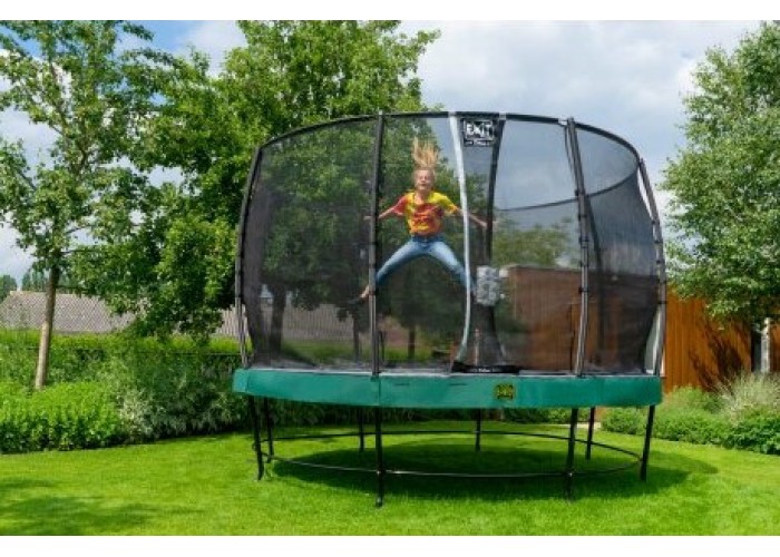 Батут EXIT Elegant Premium 366 cm green з сіткою безпеки Deluxe для  дітей і дорослих